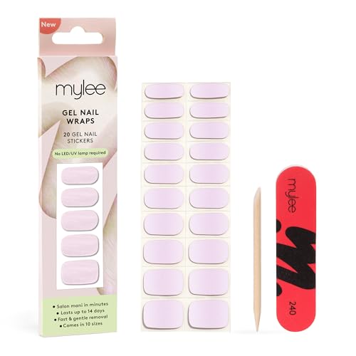 Mylee Gel Nail Wraps [Sea Shell] – 10 Pre-Cured Gel Stickers for Instant Mani – No Lamp Needed, Chip-Resistant, Glossy Finish, Lasts Up to 14 Days