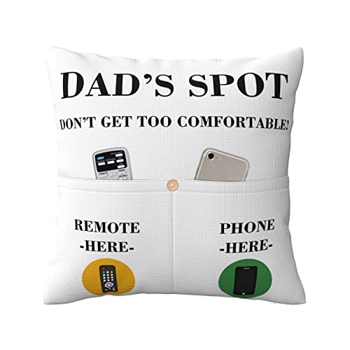 Gifts for Dad,2-Pocket 2-Sided Dad's Spot Throw Pillow Covers Pillowcase 18x18 inch for Bed Sofa Couch,Birthday Christmas Anniversary Thanksgiving Gif