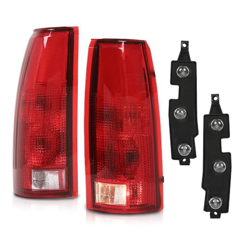 G-PLUS Tail Lights w-Bulb Fit for Chevy GMC C-K 1500 2500 3500,Fit Chevy Silverado 1988-1999,Fit Chevy Blazer 1992-1994, Red Left&Right Luces Traseras