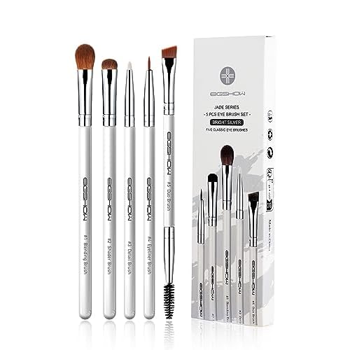 EIGSHOW 5 stück Augen Pinsel Set, Pinselset Makeup, Makeup Blender Pinsel, für Eyeliner Augenbrauen Lidschatten (weiß)