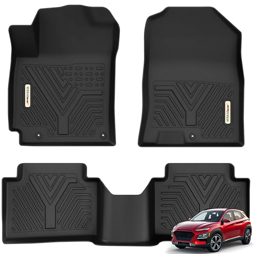 YITAMOTOR Floor Mats Compatible with 2018-2023 Hyundai Kona (NO Electric Models), TPE Custom Fit 1st & 2nd Row All Weather Protection Kona Floor Liner