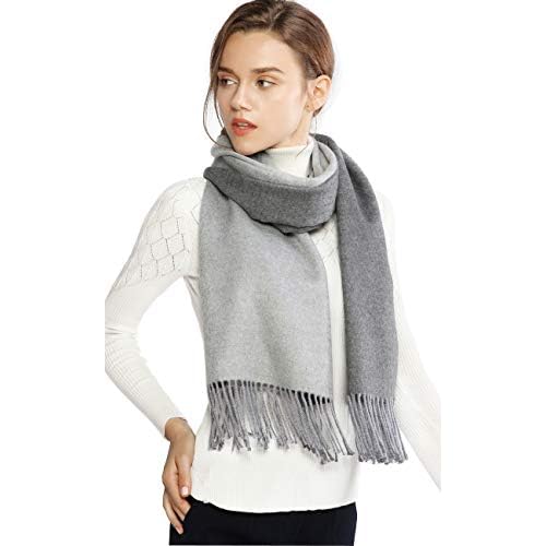 RIIQIICHY Pashmina Shawls and Wraps for Evening Dresses Scarfs for Women Fall Winter Travel Blanket Scarf Large Warm Scarves Light Gray and Dark Gray