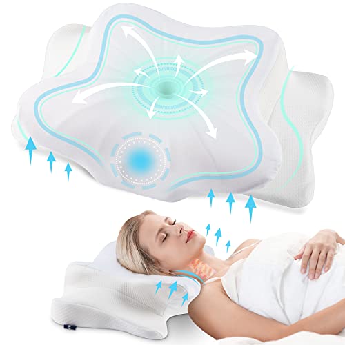 DONAMA Cervical Pillow for Neck and Shoulder,Contour Memory Foam Pillow,Ergonomic Neck Support Pillow for Side Back Stomach Sleepers with Pillowcase-K