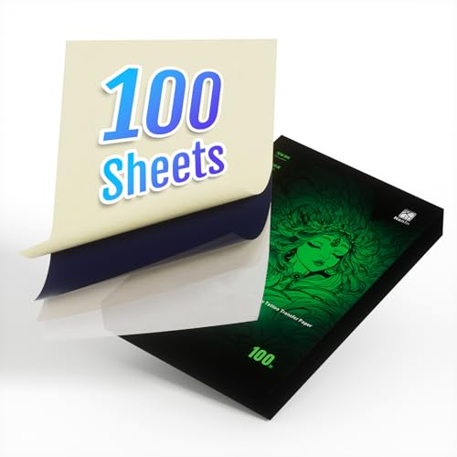 Tattoo Transfer Paper, 100 Sheets Tattoo Stencil Transfer Paper for Tattooing, A4 Compatible with Tatoo Printers of Brands, MT660...