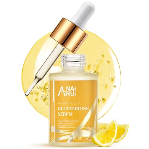 ANAI RUI Vitamin C Glutathione Serum with Hyaluronic Acid, and Niacinamide, for Dark Spots,Wrinkles, Improves Skin Tone, Hydrating & Glowing 1.05fl.oz