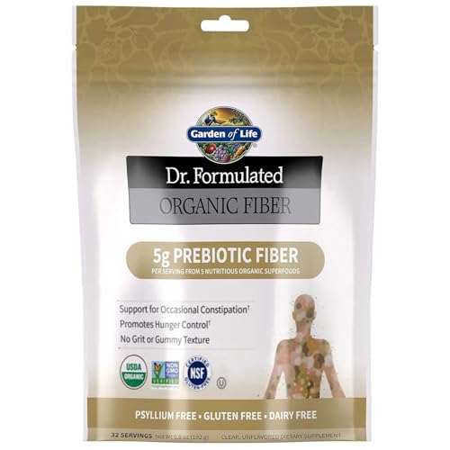 Garden of Life Dr Formulated Organic Fiber Supplement Powder Unflavored, Sugar Free, Psyllium Free Prebiotic Superfoods, Constipation Relief and Hunge