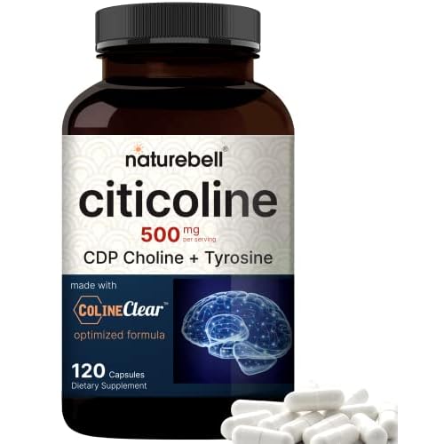 NatureBell Citicoline Supplements, CDP Choline, Citicoline 500mg Plus Tyrosine 50mg Per Serving, Optimized Dosage, 120 Capsules, 2 in 1 Formula, Dual