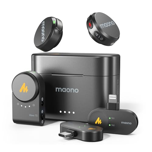 MAONO Wireless Lavalier Microphone for iPhone-Android-Camera-PC, Mini Lapel Mic with 48khz 24bit, Voice Filter, Noise Cancellation, 30h Battery, USB-C