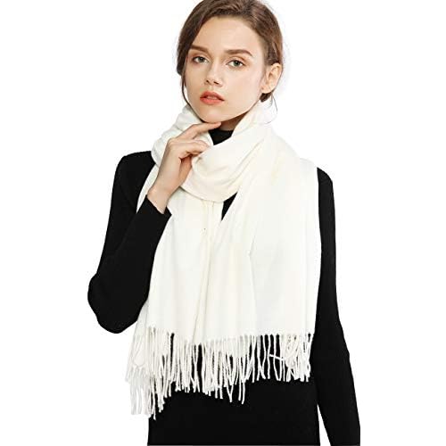 RIIQIICHY Scarfs for Women Fall Winter Pashmina Shawls and Wraps for Evening Dresses Wedding Shawl Blanket Scarves Ivory