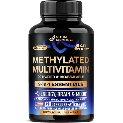 Methylated Multivitamin - B2, B6, 5-MTHF & B12 | Antioxidants C & E | Vitamin D3 & K2 - for Men & Women - 9-in-1 MTHFR Supplement with TMG - Energy, B