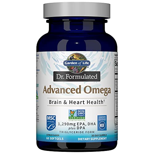 Garden of Life Dr. Formulated Advanced Omega Fish Oil - Lemon, 1,290mg EPA, DHA + DPA in Triglyceride Form, Single Source Omega 3 Supplement for Ultim