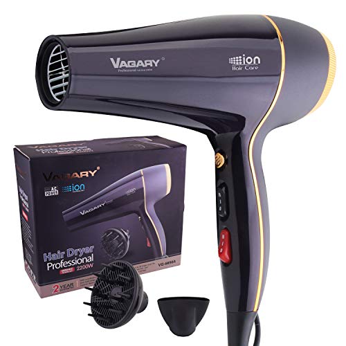 VAGARY 6690A Salon Pro Hair Dryer for Women,2200w Powerful AC Motor Fast Drying, Ionic Blow Dryer for Thick Hair,2 Speeds and 2 Heat Settings 1 Cool S