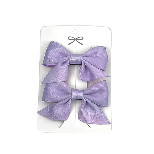 SEVENHEAD Bow Hair Clips Purple 1 Pair 2.16 inch Baby Fully Covered Barrettes Solid Color Grosgrain Ribbon Accessories for Baby Girls Infants and Todd