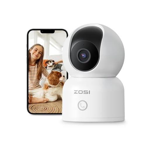 ZOSI C518 2K 3MP Pan-Tilt Security Camera,360° Views Baby-Pet Dog Monitor,2.4G-5G Dual-Band WiFi Indoor Cam with App,Smart Person Detection,2 Way Aud