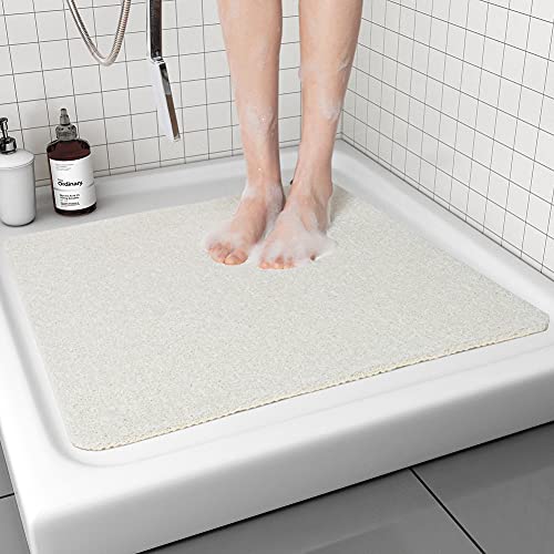 Non Slip Shower Mat, Comfortable Bath mat for Textured Surface,Quick Drying Easy Cleaning Shower Floor Mat for Wet Area,Without Suction Cups 24 x 24 (
