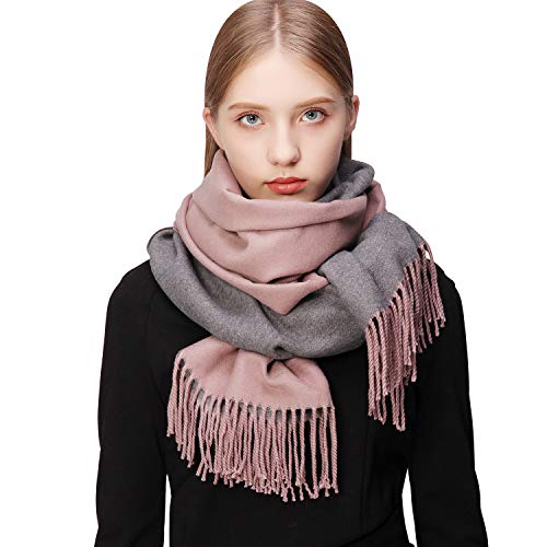 RIIQIICHY Pashmina Shawls and Wraps for Evening Dresses Scarfs for Women Fall Winter Travel Blanket Scarf Large Warm Scarves Rosybrown and Grey
