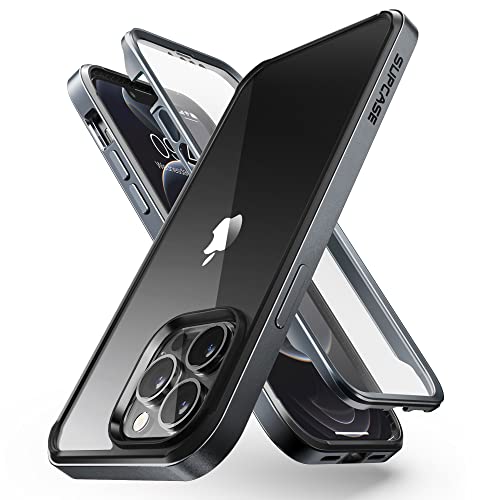 SUPCASE UB Edge Pro Series Case for iPhone 13 Pro Max (2021 Release) 6.7 Inch, Slim Frame Clear Protective Case with Built-in Screen Protector (Black)