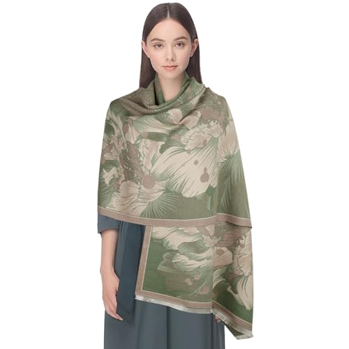 EXTREE Women's Scarf Pashmina Shawls and Wraps for Evening Dress Bridesmaid Wedding Bridal Winter Warm Long Large Scarves Danqing Begonia Green