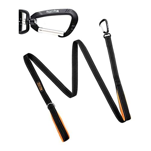 Mighty Paw Two Handle Dog Leash - Paw Leash Built-in Traffic Loop - Carabiner Clip - Double Padded Handles - Suitable for Small to Large Pets - 6' (Bl