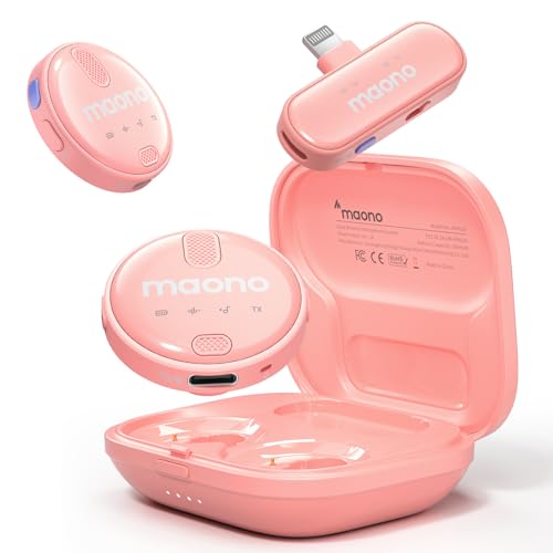 MAONO Wireless-Lavalier-Microphone for iPhone iPad, Wireless Lapel Mic with 48KHz-16Bit, Noise Cancellation, 328ft Range, 18H Battery for TikTok, YouT