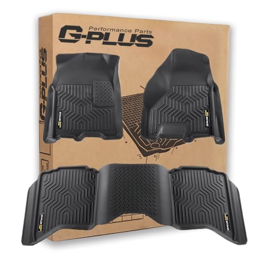 G-PLUS Floor Mats Compatible with Dodge Ram 1500 2009-2024 (fit 2019-2024 Classic Body) -Fit Ram 2500 3500 2010-2018 Crew Cab w-Auto Trans All Weather