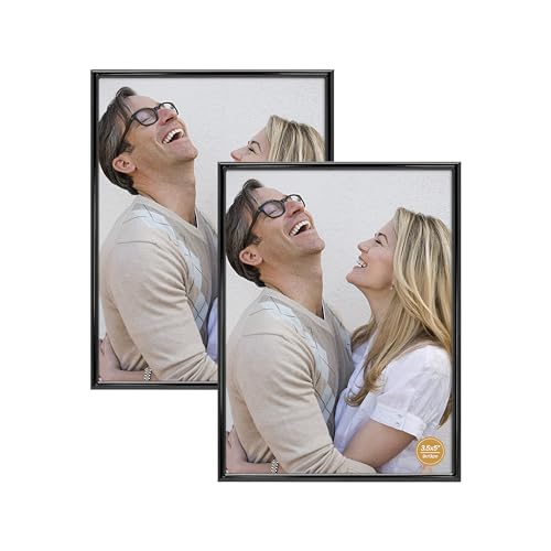 DECANIT 3.5x5 Picture Frame Metal,Thin Profile Photo Frame 3.5 by 5 Inch, Display for Wall Mounting or Tabletop Pack of 2,Black 3.5*5 2PACK Black