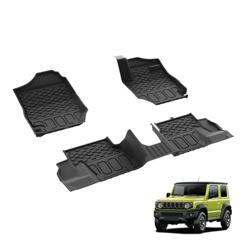3W Car Floor Mats Tailored for Suzuki Jimny JB64W 2019-2024 2025 3 Doors (Automatic Only), All Weather Pet Dog Friendly Non Toxic TPE Protector Foot m