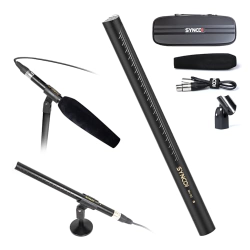 SYNCO D2 XLR Shotgun Microphone, Hypercardioid Condenser Mic for Camcorder, DSLR, Audio & Video Recording, Professional Directional Mic with XLR Outpu