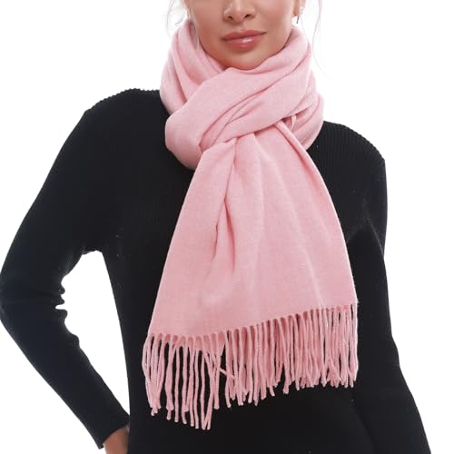 SWAT PANY Scarf for Woman Winter Warm Scarves Pashmina Shawls and Wraps Oversized Scarf Light Pink