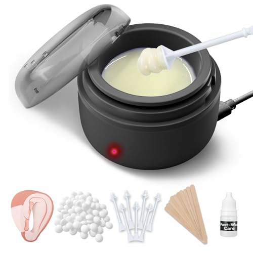 SUERBEATY Ear Nose Wax Kit Men, Nose Hair Waxing Kit for Men, Ear Hair Removal Wax 100g, 20 Pcs Nose Applicator, 15-20 Times, Usb Rapid Heating, Const