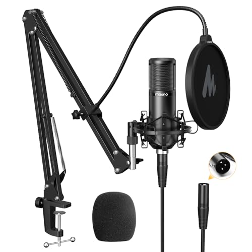 MAONO XLR Condenser Microphone, Professional Cardioid Studio Recording Mic for Streaming, Podcasting, Singing, Voice-Over, Vocal, Home-Studio, YouTube