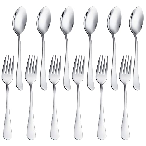 Garvee 12 Pcs Tableware Forks and Spoons Silverware Set, Food Grade Stainless Steel Flatware Cutlery Set for Home,Kitchen and Restaurant, Mirror Polis