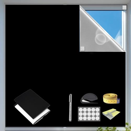 100% Blackout Curtains - 118" x 57", Portable Blackout Shades for Windows, Bedroom, Baby Nursery Black and Silver