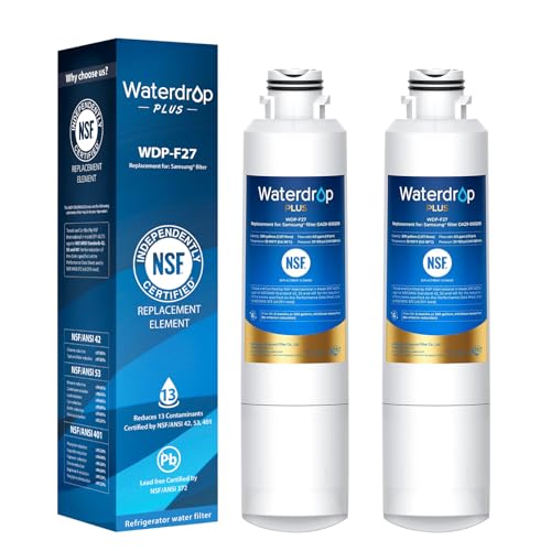 Waterdrop Plus DA29-00020B 𝐍𝐒𝐅 𝟒𝟎𝟏 𝐂𝐞𝐫𝐭𝐢𝐟𝐢𝐞𝐝 Refrigerator Water Filter, Replacement for Samsung® Water F
