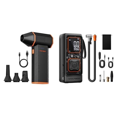 WOLFBOX MF50 Electric Air Duster 12000mAh&150PSI Tire Inflator Portable Air Compressor