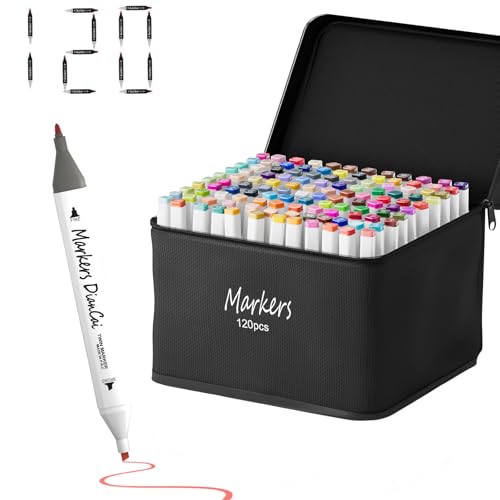 Alcohol Markers set 120 colors,Painting Marker for Artists,Dual Tip alcohol markers Permanent Art Pen for Kids,Drawing Art Markers for Adults,Sketch P