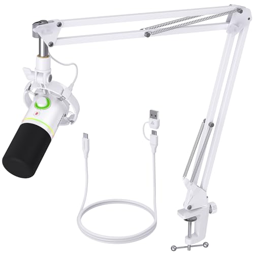 MAONO XLR-USB Dynamic Microphone Kit, RGB Podcast Mic with Software, Mute, Gain Knob, Volume Control, Boom Arm for Streaming, Gaming, Voice-Over, Reco