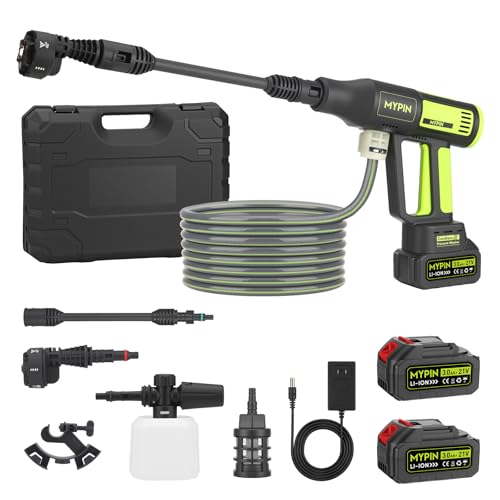 Upgraded LCD Display Portable Cordless Pressure Washer with Brushless Motor, 725 PSI 21V 2x3.0Ah Rechargeable Batteries Powered Pressure Washer, 6-in-