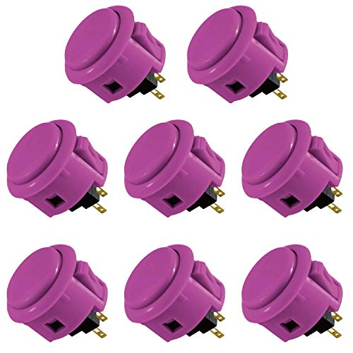 Sanwa 8 pcs OBSF-30 Original Push Button 30mm - for Arcade Jamma Video Game & Arcade Joystick Games Console (Purple) S@NWA 30mm Purple