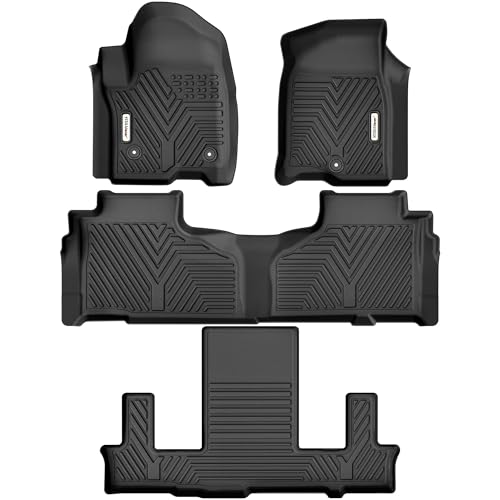 YITAMOTOR 3 Rows Floor Mats Fit for 2021-2025 Chevrolet Tahoe-GMC Yukon-Cadillac Escalade with 2nd Row Bucket Seats, Custom Fit Black TPE All-Weather