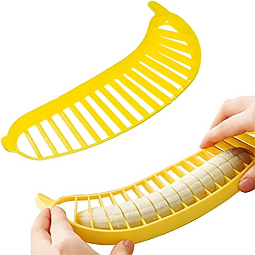 Guyuyii Banana Slicer – Safe, Easy Kitchen Gadget for Kids and Adults | Get 18 Even Slices in Seconds | Perfect for Fruit Salad, Cereal and Dessert