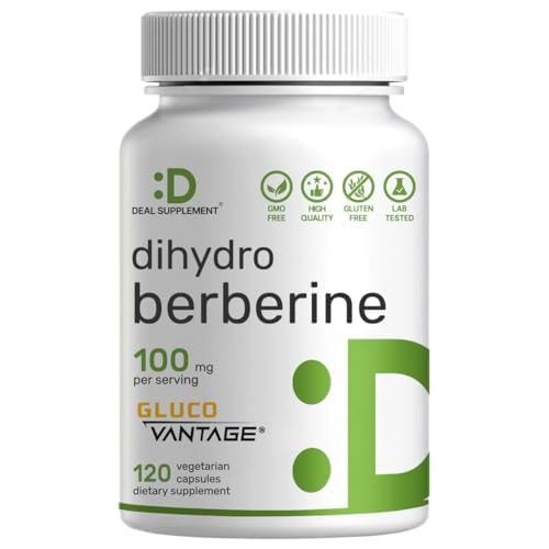 Dihydroberberine 100mg Per Serving, 120 Veggie Capsules – 5X More Bioavailable Than Berberine HCL – Heart Health Supplement – GlucoVantage Formu