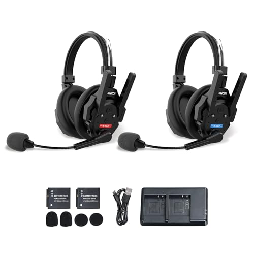SYNCO XTALK XMAX2 Wireless Intercom Headset System, 2 Person Dual Ear Communication Headsets 500m-1640ft with Noise Reduction for Event TV Documentary