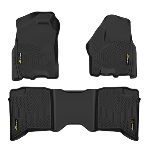 G-PLUS TPE 3PCS Floor Mats,Compatible with 2009-2018 Dodge Ram Crew Cab(NOT Fit Quad Cab & Tradesman),Cargo Liner All Weather Full Cover Protection 1s