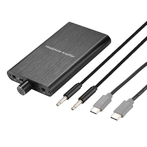 Headphone Amplifier with Bass Boost, Support 3.5mm AUX and Type-C 16-600Ω Headphone -3.5mm Stereo Audio Out, GAIN, Bass for Mac, Phones, iPad, MP3, M