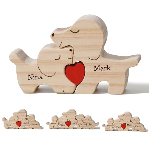 Personalized Wooden Puzzle with 2-8 Family Names Wooden Sculpture Customizable Family Member Art Puzzle Gift for Father Mother Birth Day for Mom Dad H