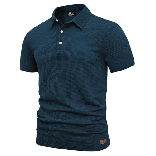 ZITY Mens Polo Shirts Short Sleeve Athletic Golf Polos Moisture Wicking Casual Polo Shirts for Men Jacquard Collared T Shirts Teal Medium