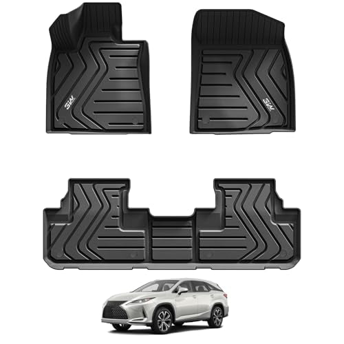 3W Floor Mats Compatible for 2016-2022 Lexus RX (RX350-RX450h) - 2018-2022 RXL (RX350L-450hL) TPE All Weather Custom Fit Floor Liner, 1st & 2nd Row Fu