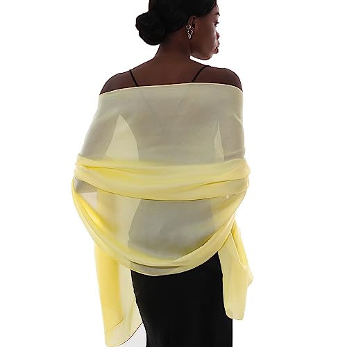 Womens Scarf Pashmina Shawls and Wraps for Evening Dresses Like Chiffon Silk Scarf for Bridal Wedding Yellow-2