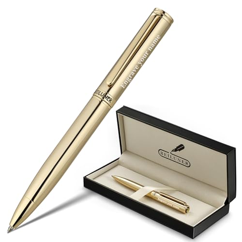 BEILUNER Personalized Gold Gel Pen, Stunning Luxury Pens with 24K Gold Finish, Black Ink Refill, Executive Gift Set for Family & Friends,Writing,Fancy
